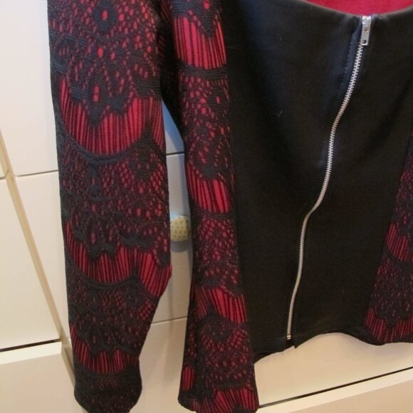 Venus Sexy Lace and Leather Party Top Red and Black.Size Medium - Picture 4 of 9